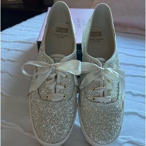 Kate Spade Silver Glitter Sneakers